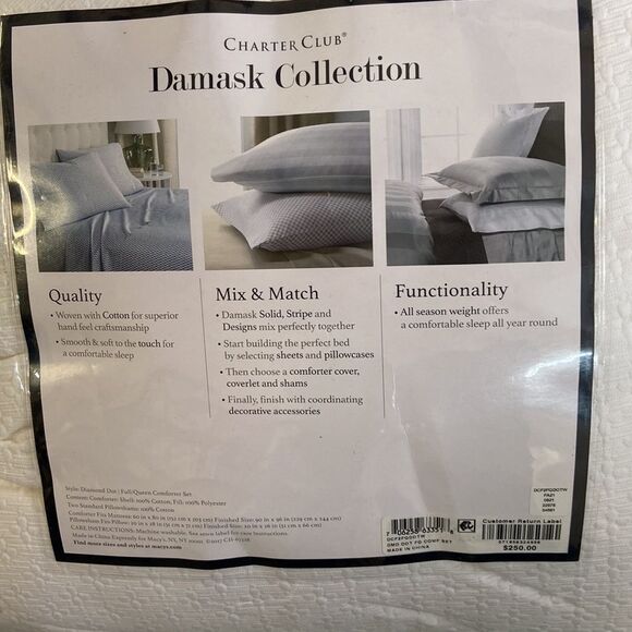 Diamond Dot 300-Thread Count 3-Pc. Full/Queen Comforter Set. Color: White - Picture 6 of 6
